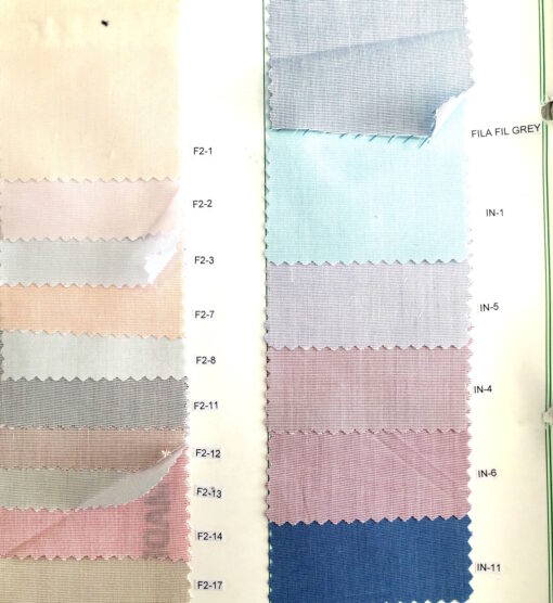 Fil a fil shirting fabric for shirts color card