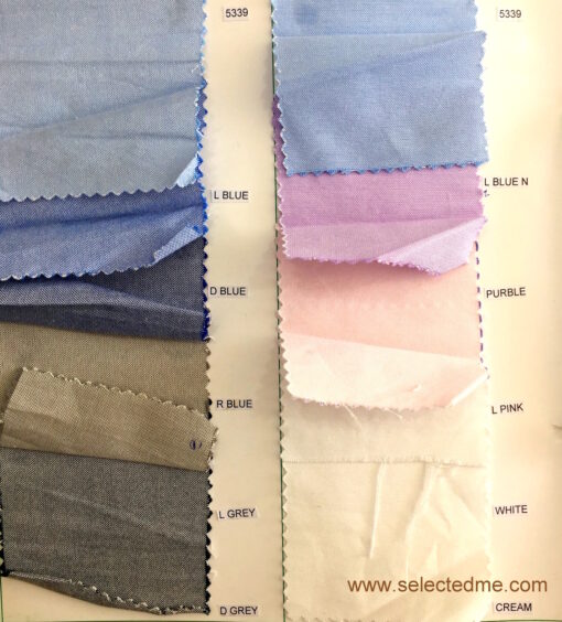 Oxford shirt fabric colour swatches for formal shirts uniform in Dubai UAE