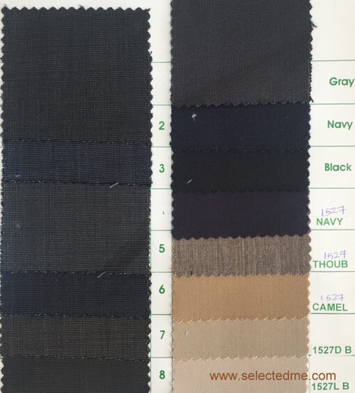 Poly wool suiting fabric colors for suit jacket trouser colour card