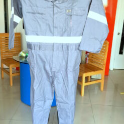 coveralls in Dubai UAE size with logo printing and embroidery with reflective tape front