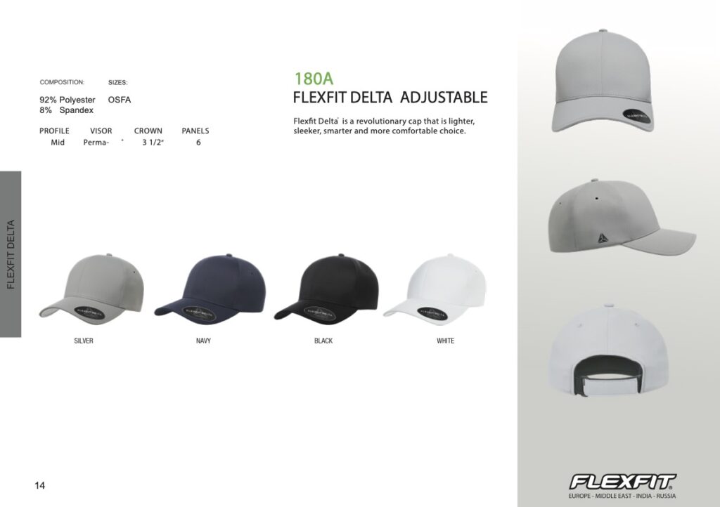 Flexfit Delta® Caps Light weight, Water Resistant Caps 180A