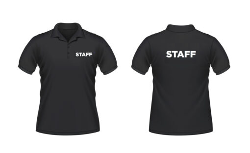 Polo shirt with staff printing on front and back embroidery